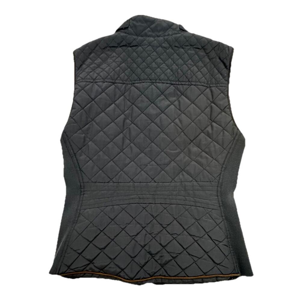 Zara Womens Quilted Vest Size Large Navy Blue Full Zip Pockets Mock Buckle Neck - Picture 5 of 7